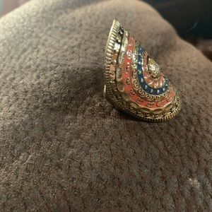 Aztec style chunky gold plated ring